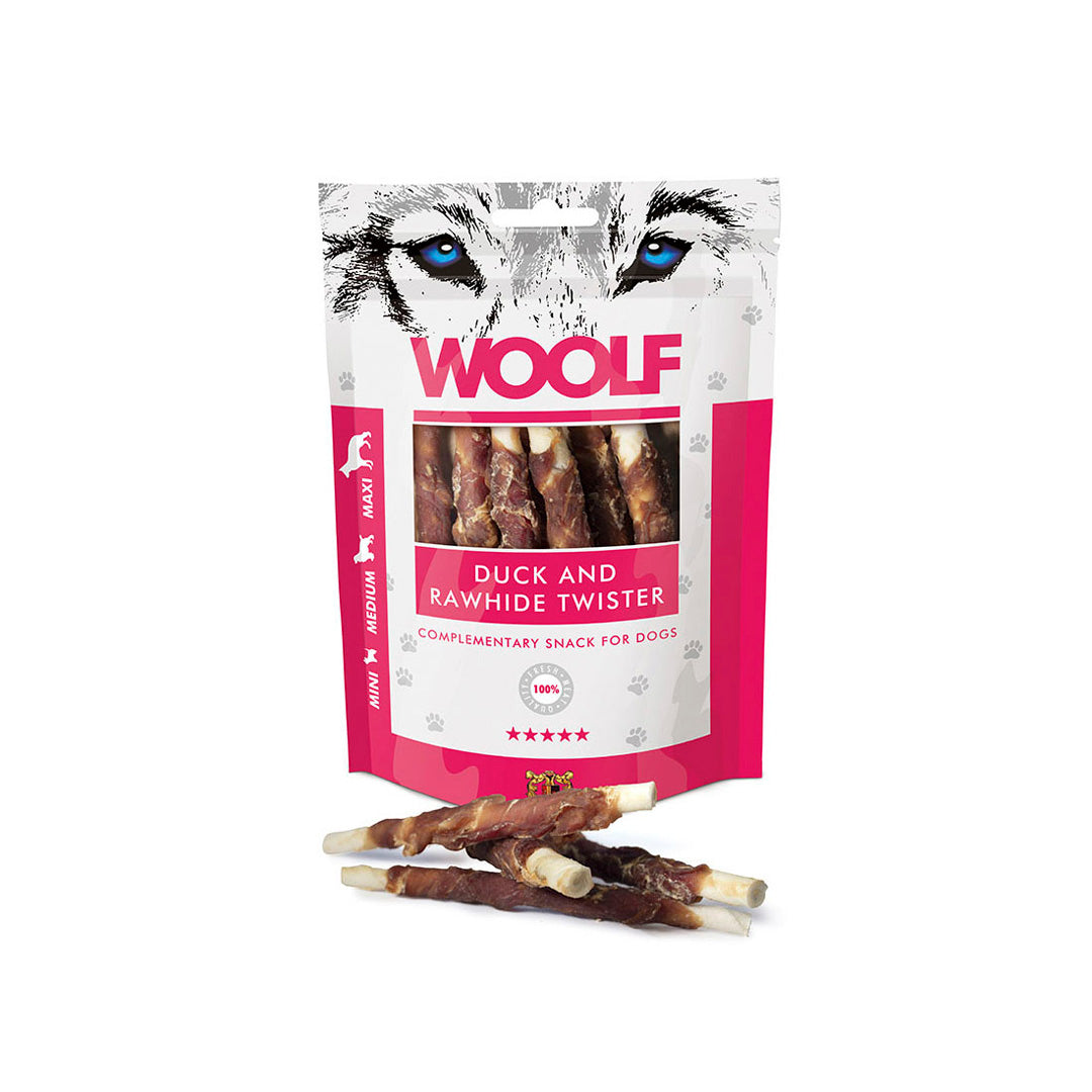 Woolf Duck And Rawhide Twister 100g