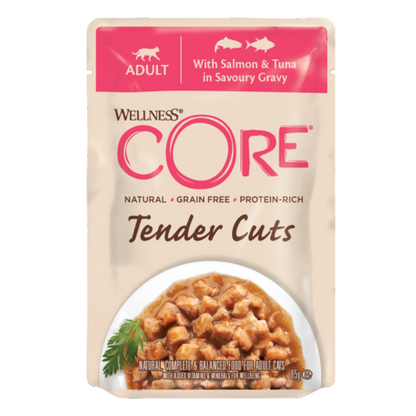 CORE Tender Cuts med laks og tun i sovs 85g