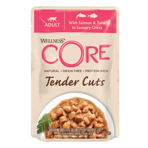 CORE Tender Cuts med laks og tun i sovs 85g