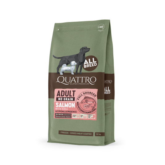 Quattro Super Premium No Grain All Breed Adult, Salmon & Krill