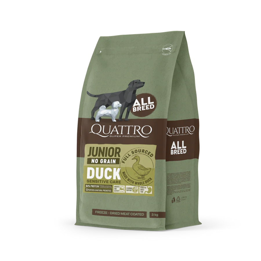 Quattro Super Premium No Grain All Breed Junior, Duck
