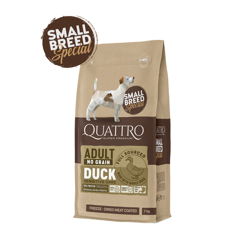 Quattro Super Premium No Grain Small Breed Adult, Duck 7kg