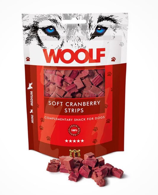 Woolf Soft Cranberry Strips 100g