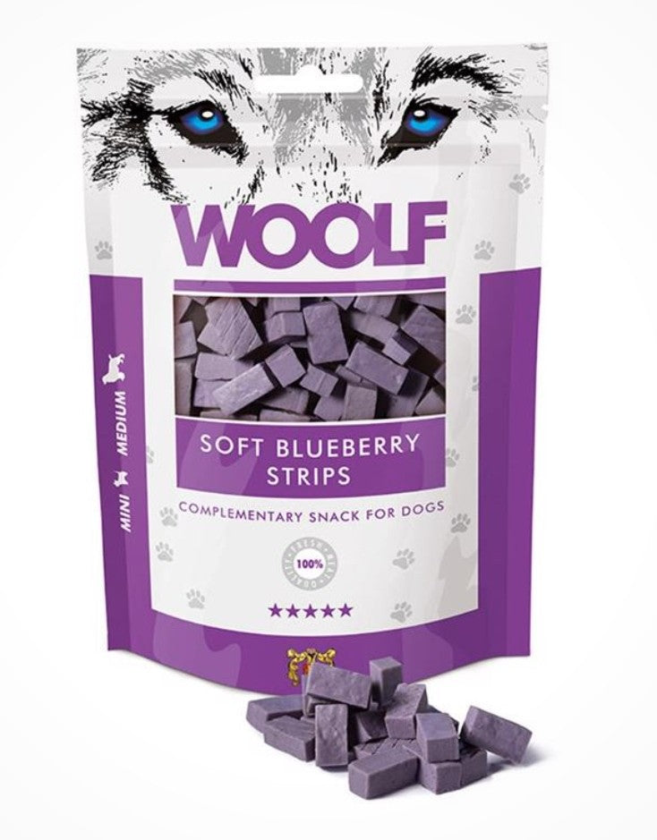 Woolf Soft Blueberry Strips 100g
